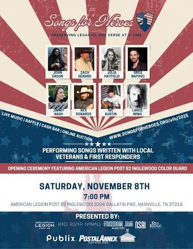 Songs for Heroes event poster
